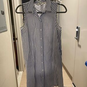 Eliza J Blue and White Striped Collared Dress